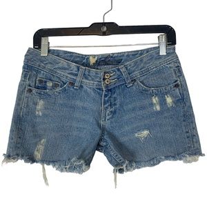 5/$25 Wet Seal Y2K Cutoff Distressed Denim Short Size 3